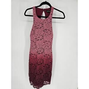 Sequin Heart Women's Pink Sleeveless Floral Lace Mesh Midi Dress Size 13